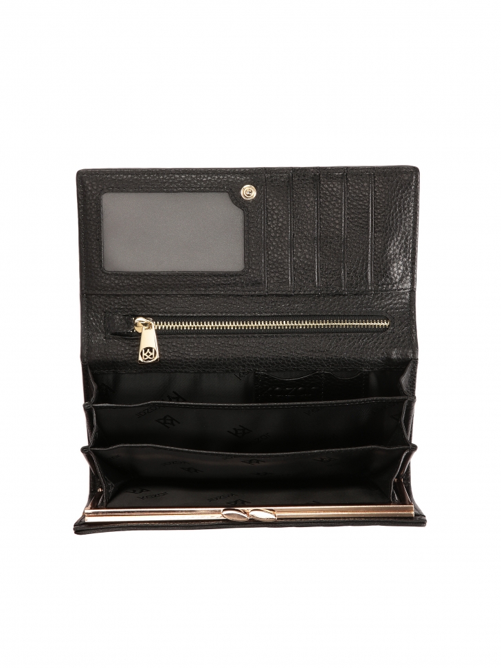 Duży skórzany portfel z finezyjnym pikowaniem