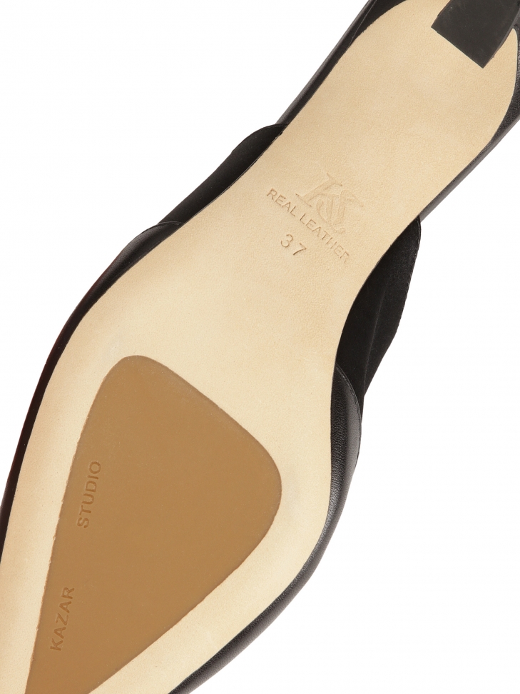 Czarne czółenka slingback na modnym obcasie