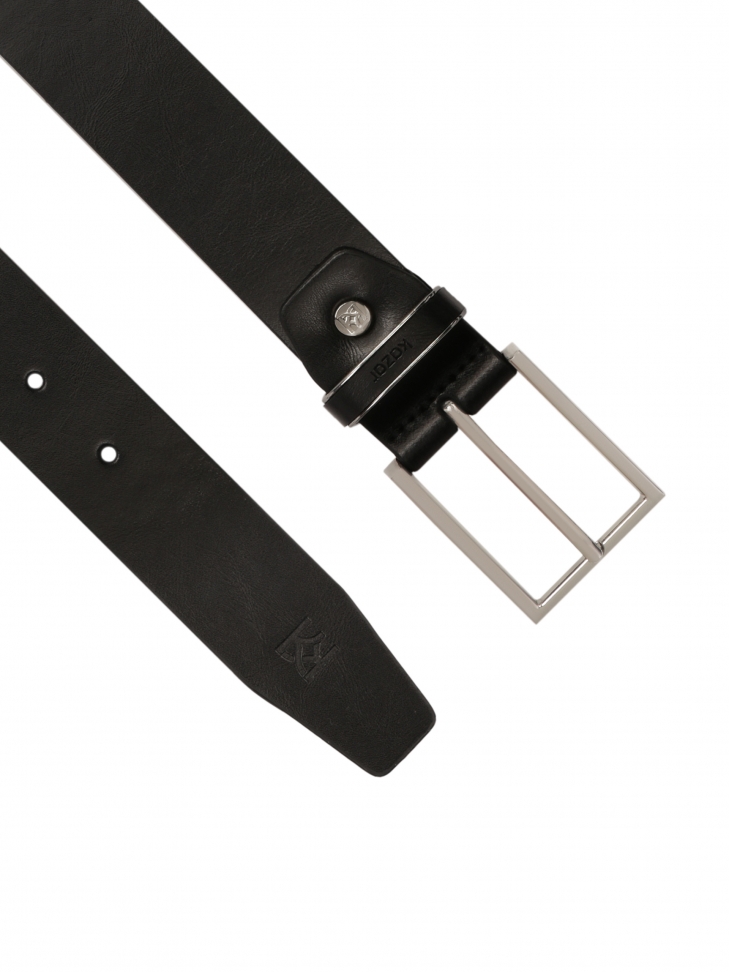 Wizytowy czarny pasek ze srebrną klamrą