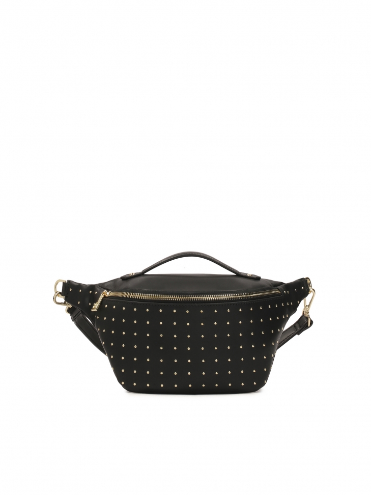 Praktyczna skórzana nerka zdobiona nitami