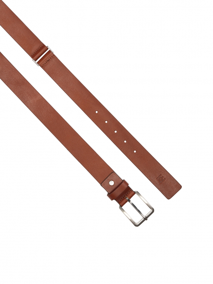 Klasyczny brązowy pasek męski z licowej skóry
