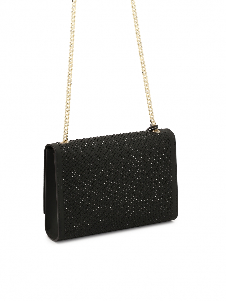 Zdobiona yształkami czarna torebka na ramię