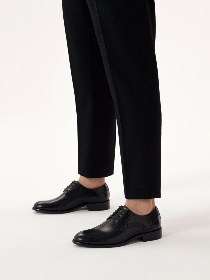 Czarne skórzane półbuty męskie