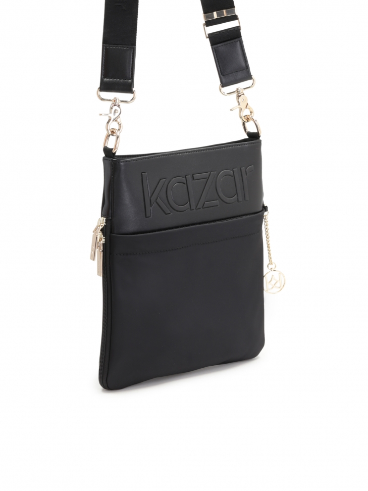 Uniwersalna czarna listonoszka damska na szerokim pasku