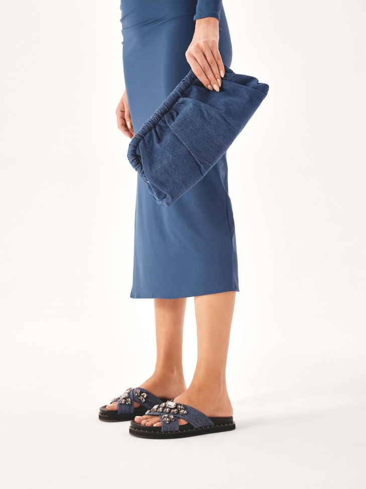 Duża torebka pouch bag z tkaniny denim