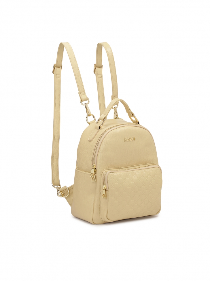 Beżowy skórzany plecak casualowy