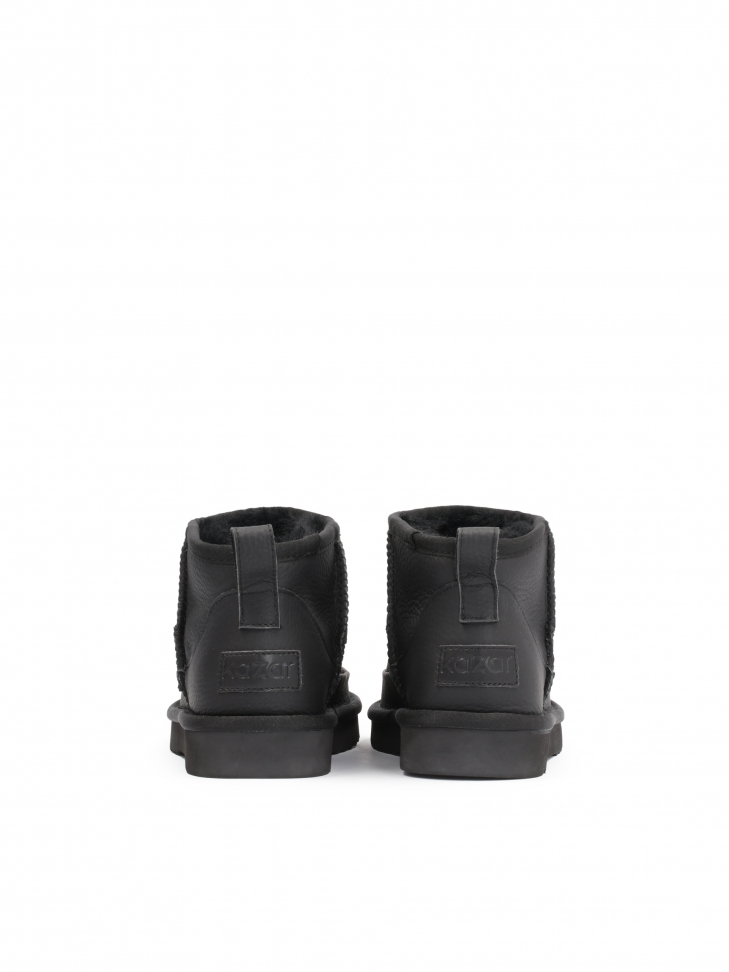 Czarne ocieplane śniegowce damskie ze skóry