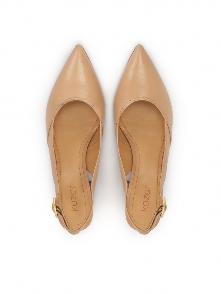 Beżowe czółenka na komfortowym słupku