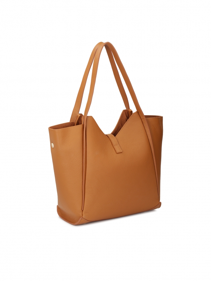 Jasnobrązowa torebka na ramię w kształcie trapezu