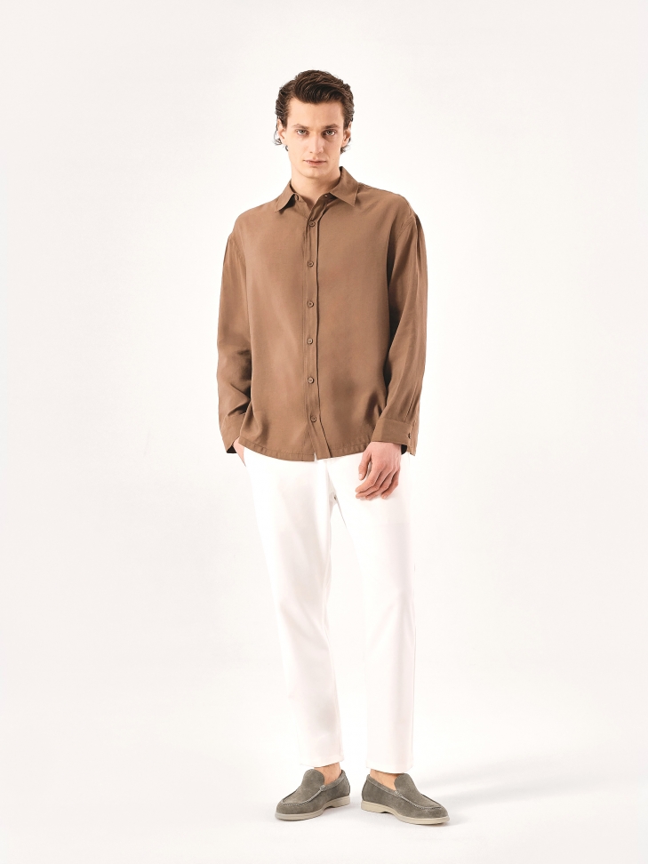 Zamszowe półbuty męskie w kolorze taupe