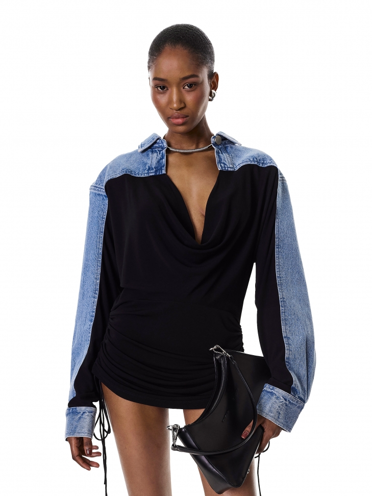 Czarna skórzana torebka typu baguette