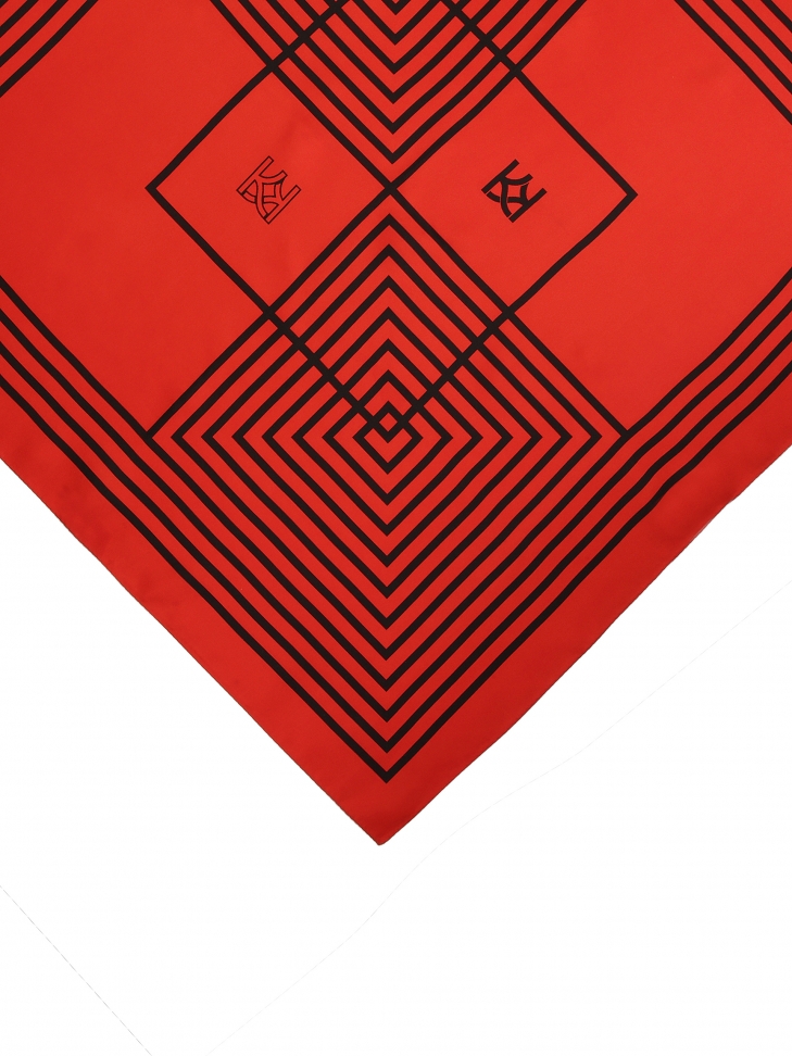 Czerwona jedwabna apaszka z monogramem KAZAR