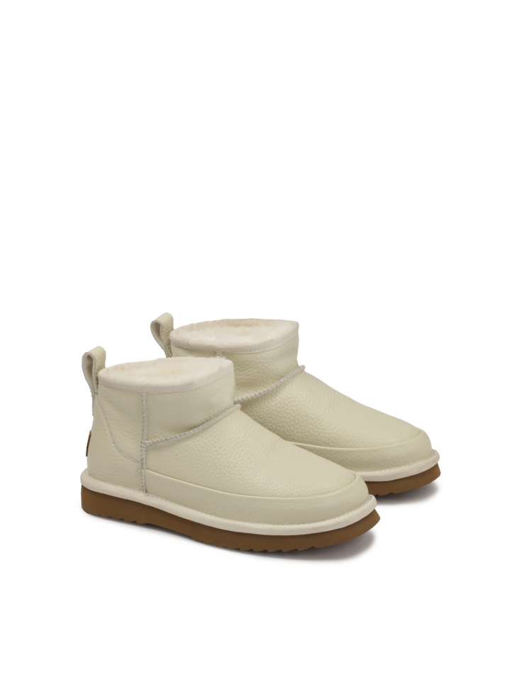 Skórzane śniegowce z wełną