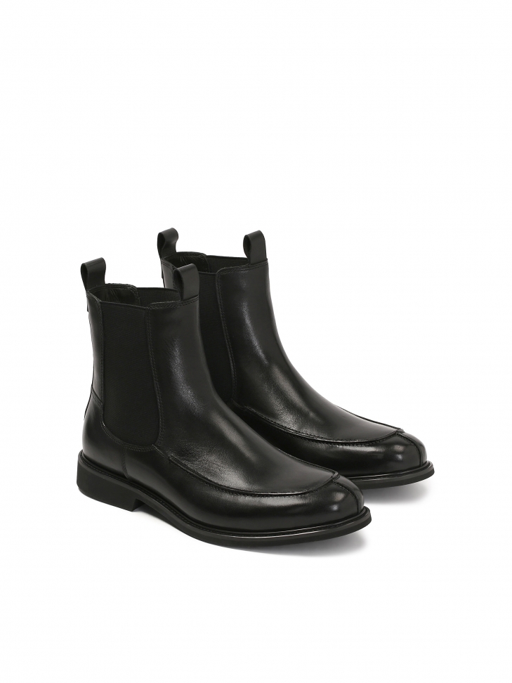 Czarne sztyblety męskie z przeszyciem na nosku