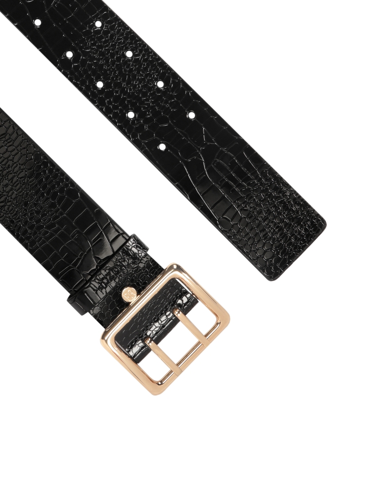 Szeroki skórzany pasek z dwoma rzędami dziurek