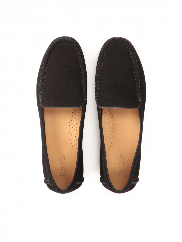 Komfortowe mokasyny z czarnego nubuku