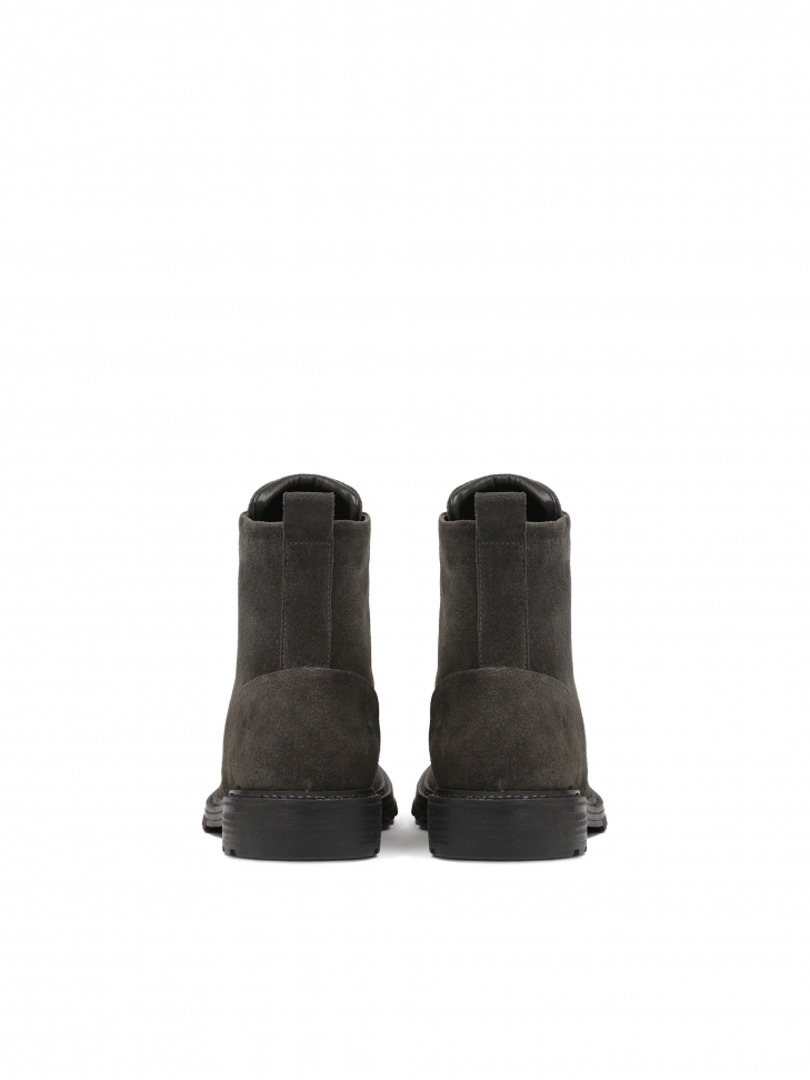 Szare zamszowe trzewiki męskie w minimalistycznym stylu