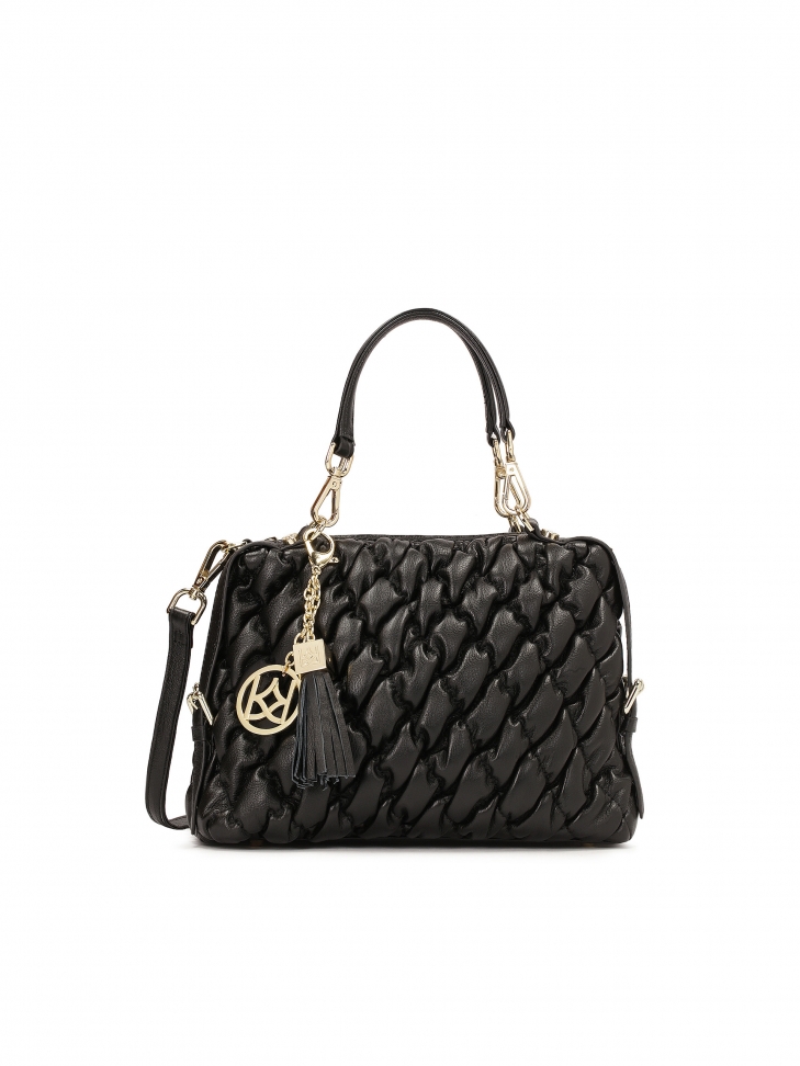 Stylowa czarna torebka z modnym pikowaniem