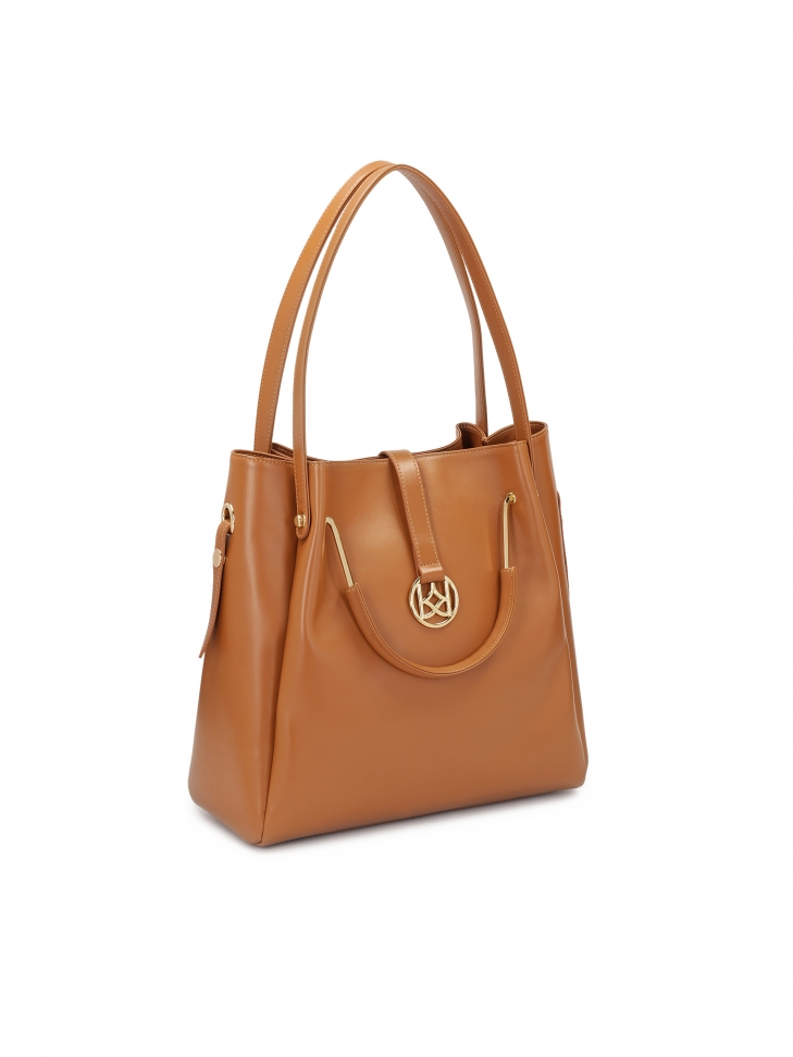 Duża skórzana torebka z podwójnymi uchwytami