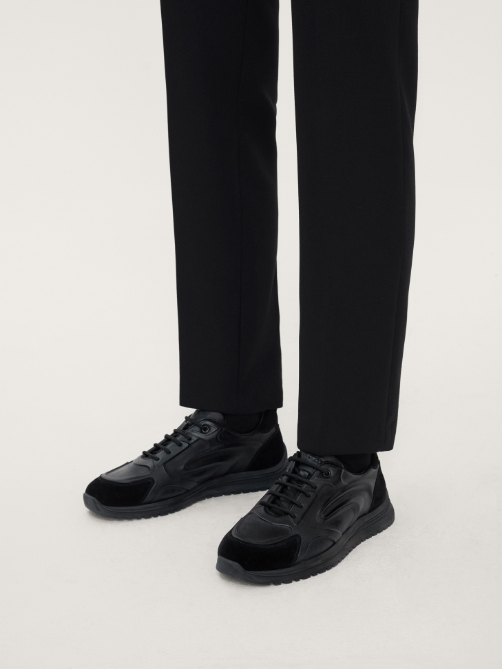 Nowoczesne skórzane sneakersy męskie z wypukłymi tłoczeniami