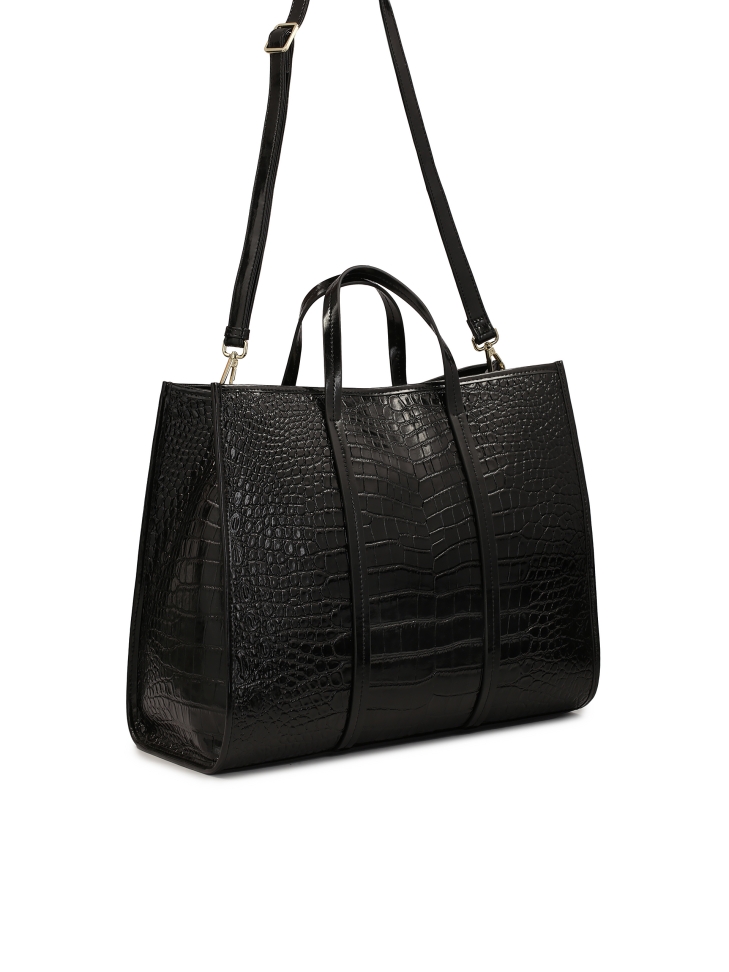 Duża skórzana torebka w egzotyczny wzór