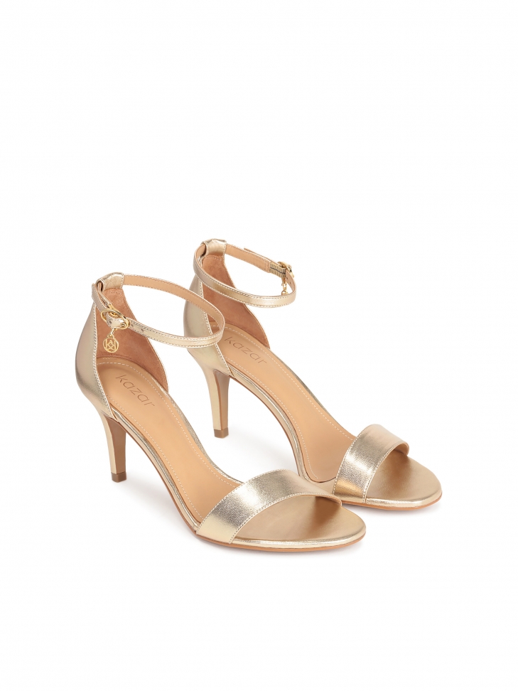 Skórzane ote sandały na wygodnym obcasie