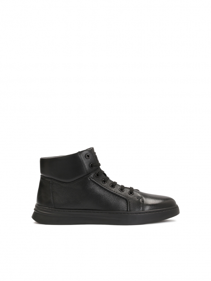 Czarne skórzane sneakersy z wysoką cholewką