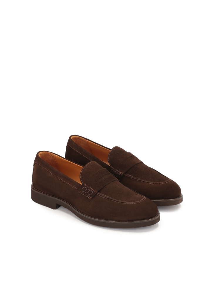Zamszowe loafersy męskie w brązowym kolorze