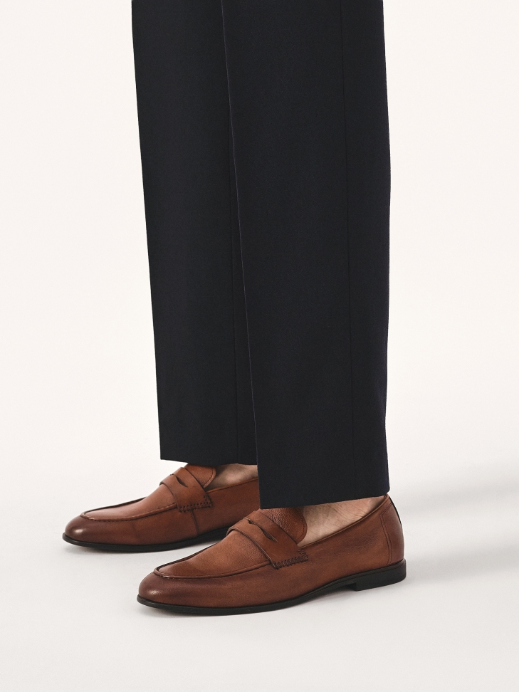 Wsuwane półbuty męskie ze skóry licowej