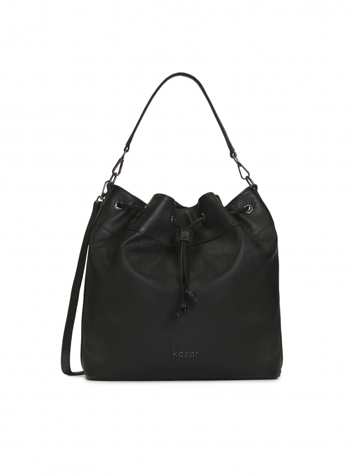 Skórzana torebka worek z dwoma paskami