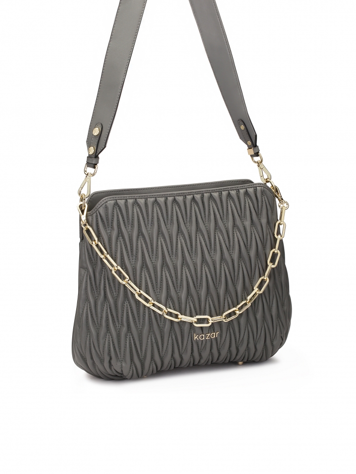 Szara torebka z pikowanym przodem