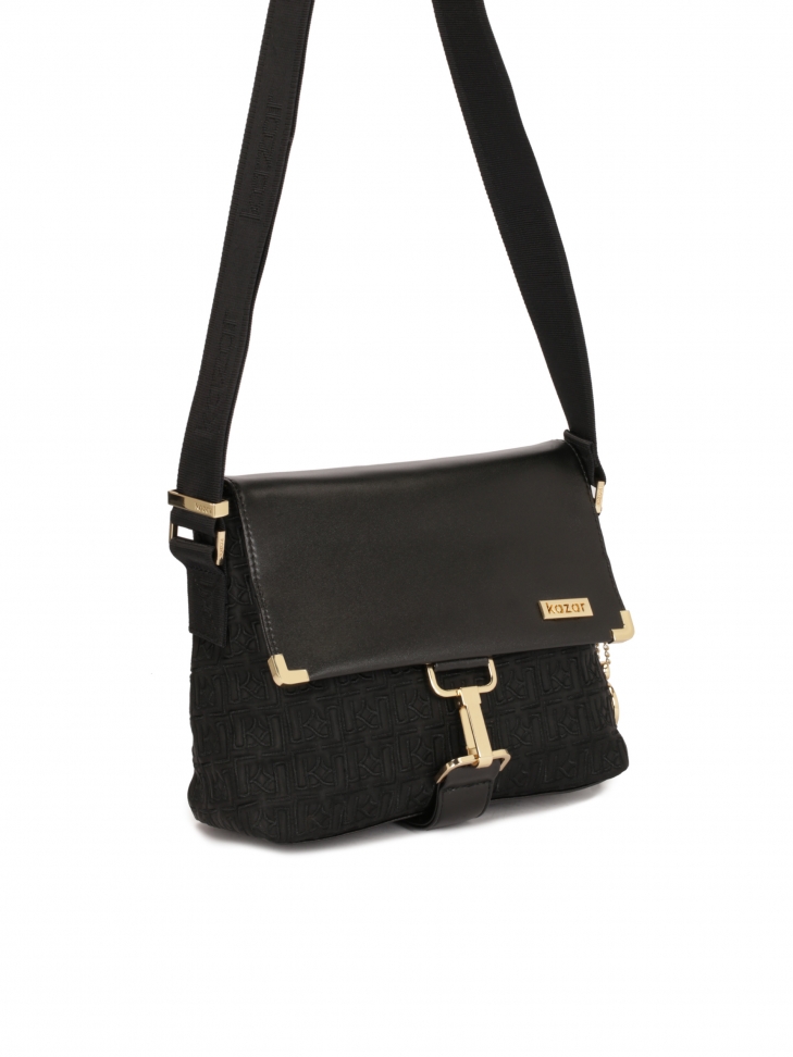 Uniwersalna czarna listonoszka w haftowany wzór