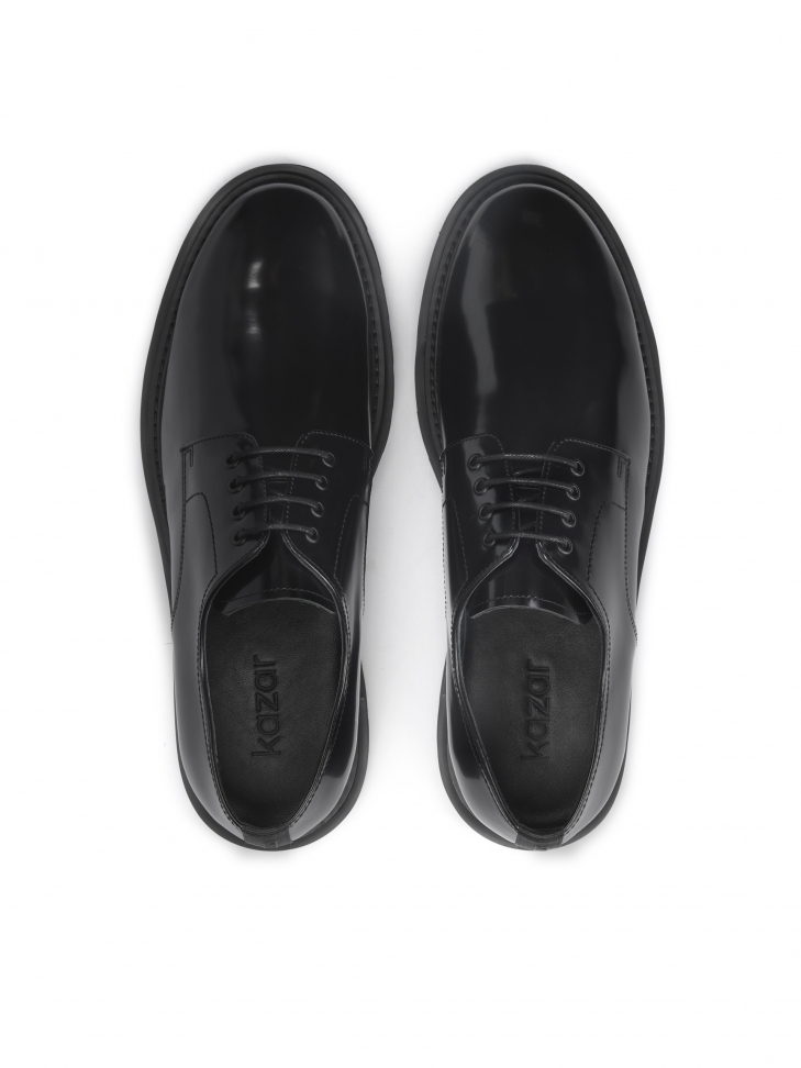 Czarne skórzane półbuty męskie w stylu casual