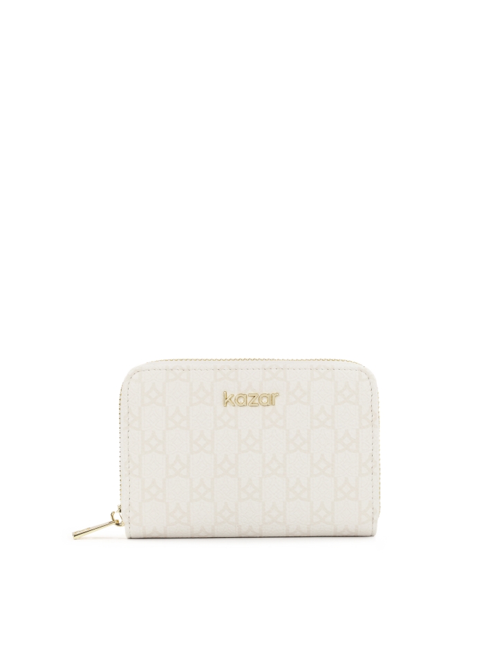 Wzorzysty mały portfel z naturalnej skóry