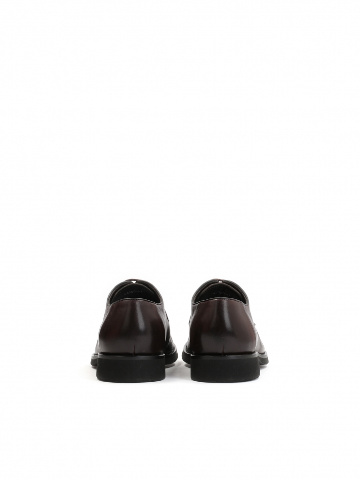 Brązowe skórzane półbuty męskie z przeszyciem na nosku