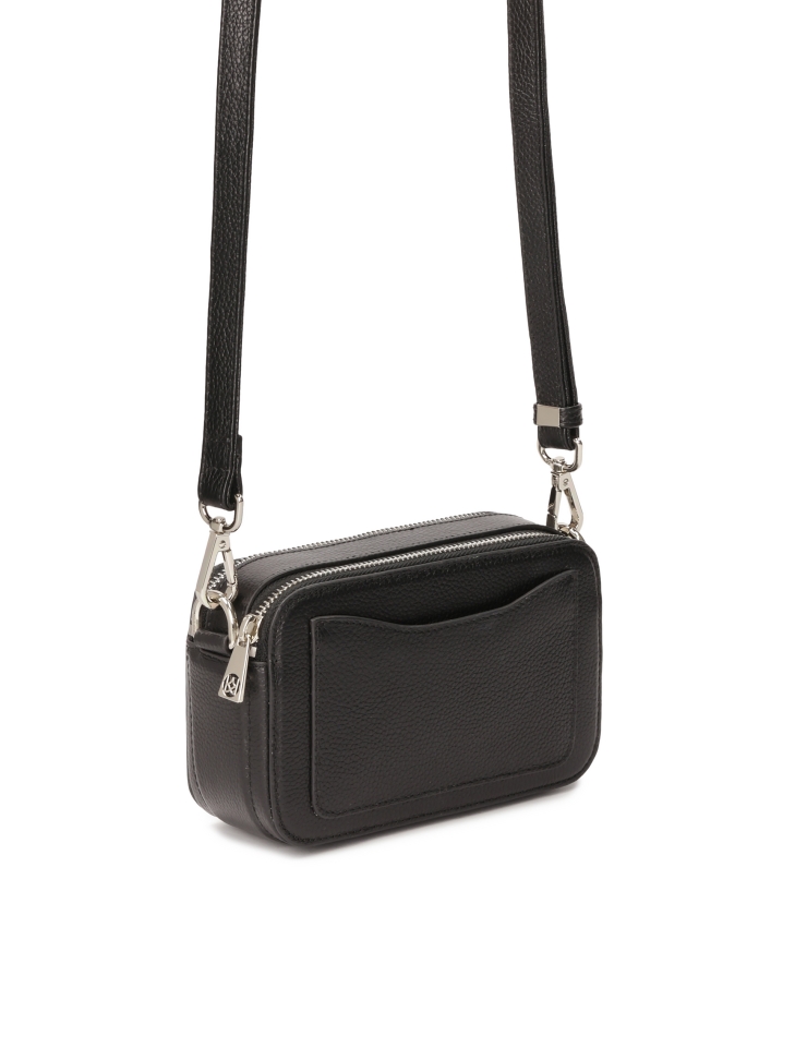 Czarna skórzana torebka z dwoma paskami