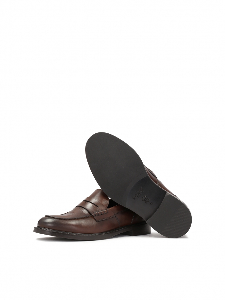 Brązowe loafersy ze skórzaną podeszwą