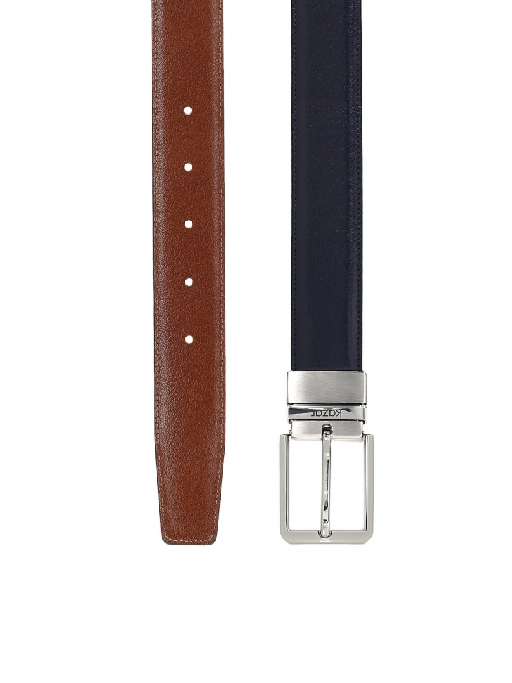 Granatowo-brązowy pasek dwustronny