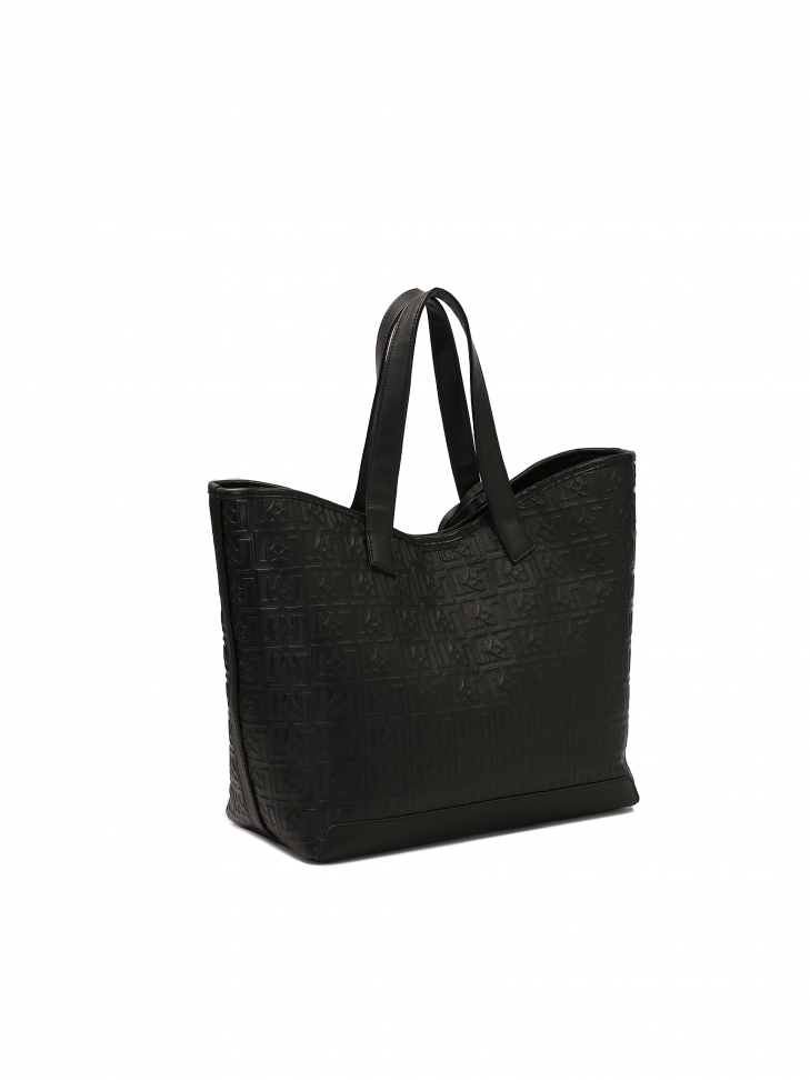 Czarna torebka na ramię z saszetką i brelokiem