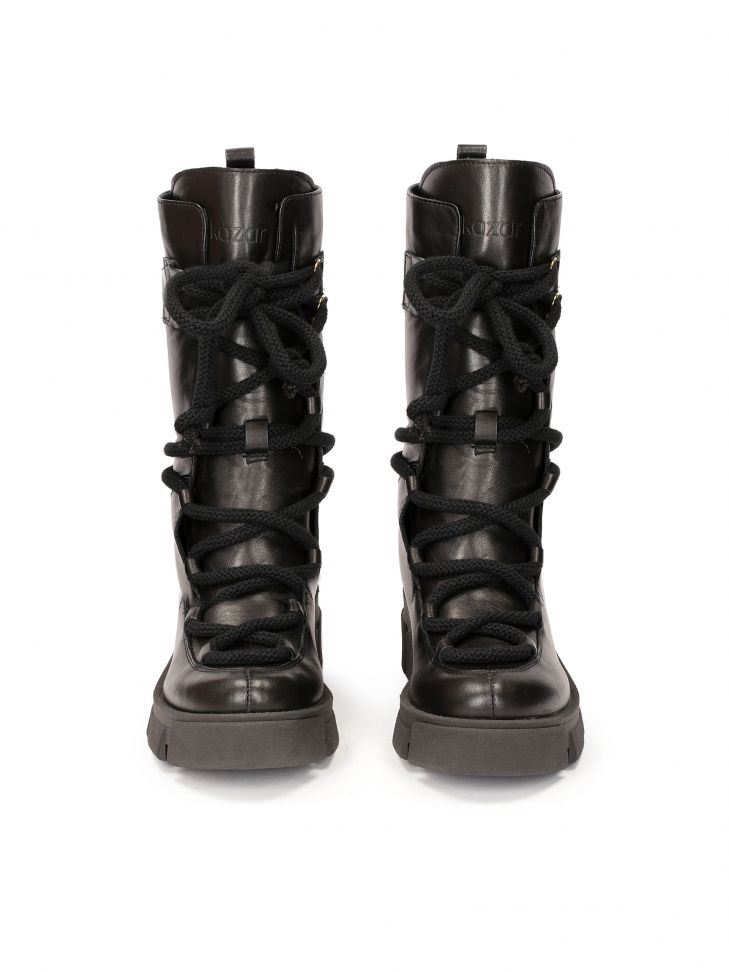 Wysokie sznurowane trzewiki ze skóry
