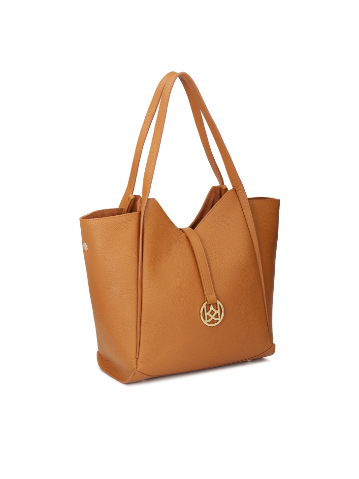 Jasnobrązowa torebka na ramię w kształcie trapezu