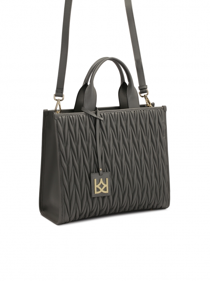 Szara torebka do ręki Tote Bag z pikowanym przodem