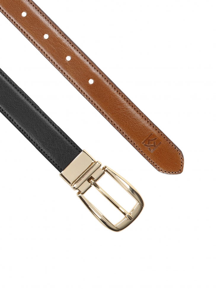 Brązowo-czarny pasek dwustronny damski