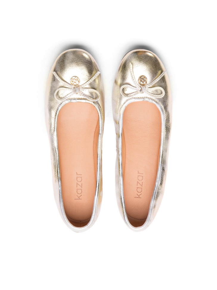 Złote baleriny damskie