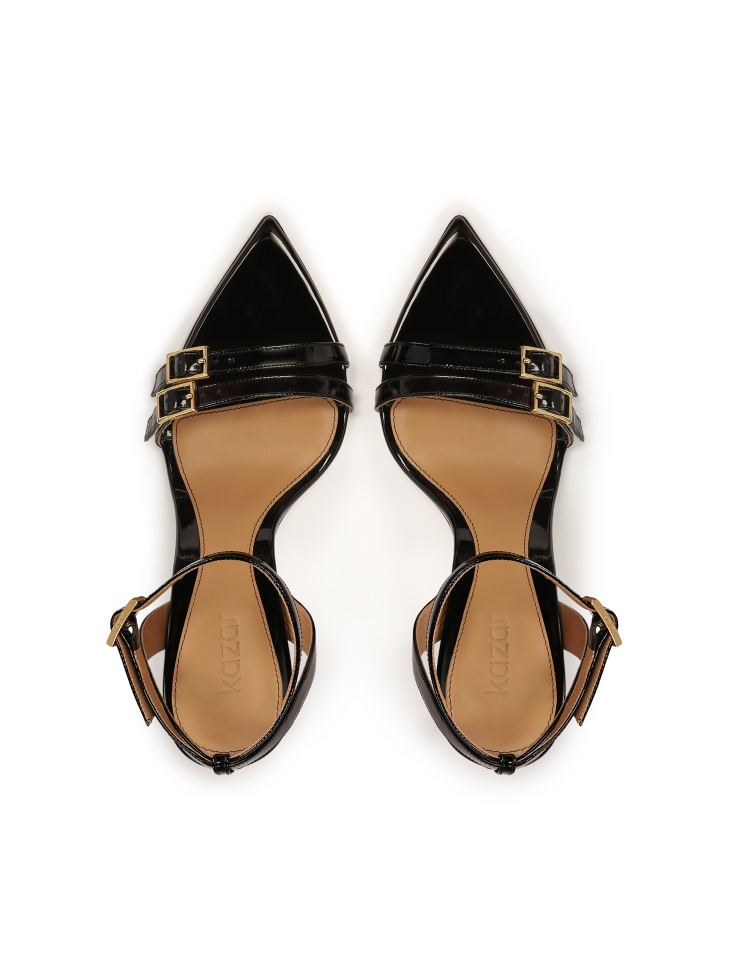 Lakierowane sandały z wąskimi paskami