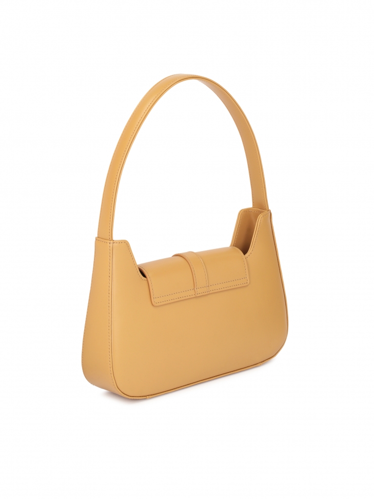 Jasnobrązowa torebka baguette z klapką