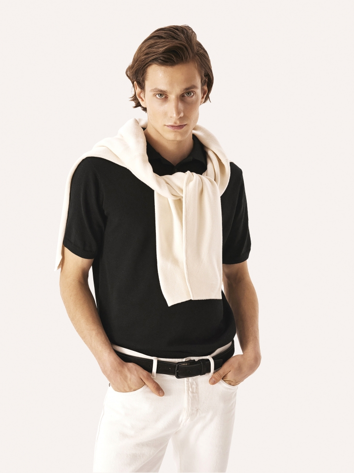 Casualowy czarny pasek z nubuku i licowej skóry