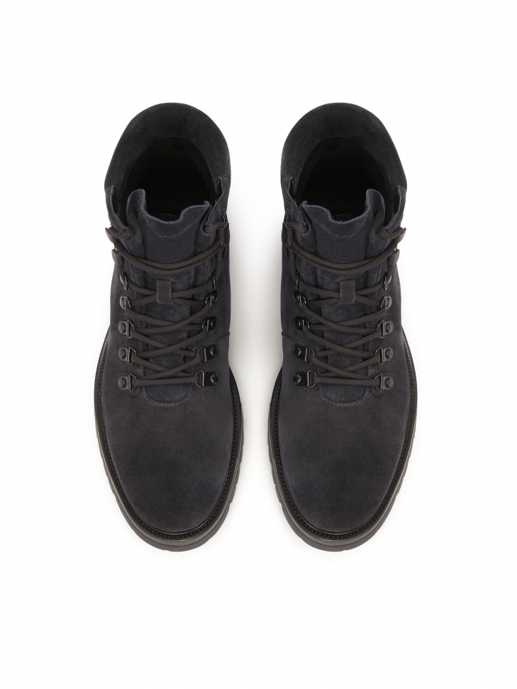 Granatowe trzewiki męskie z zamszu