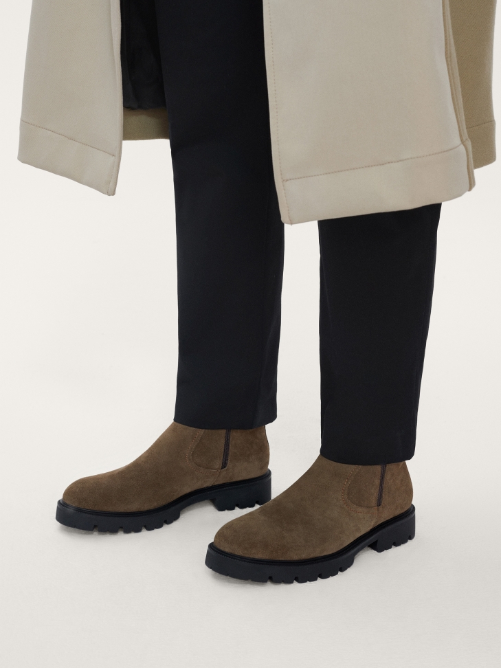 Zamszowe trzewiki męskie z suwakami