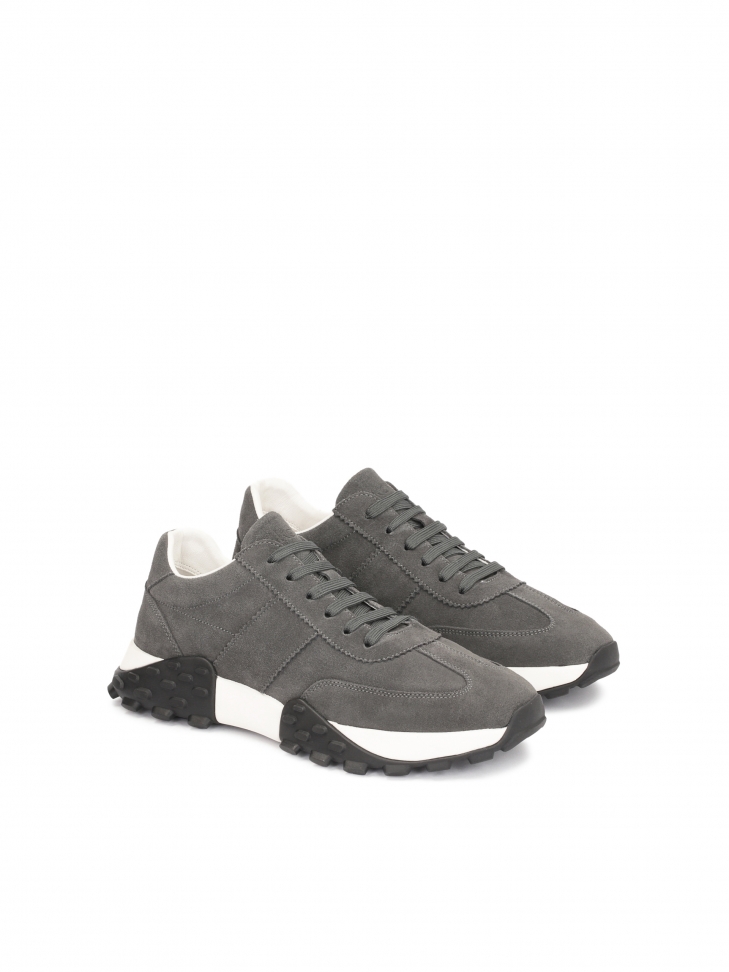 Zamszowe szare sneakersy męskie na wygodnej podeszwie